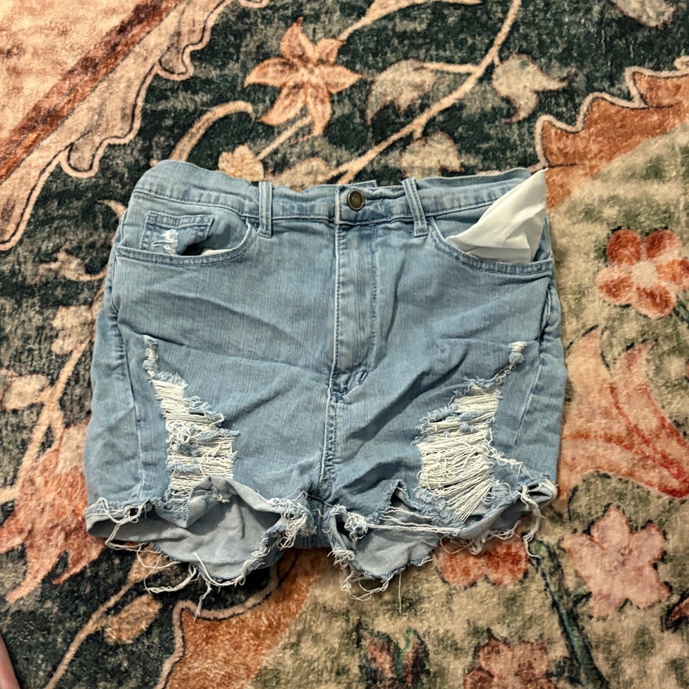 Fashion Nova Light Blue Distressed Jean Shorts